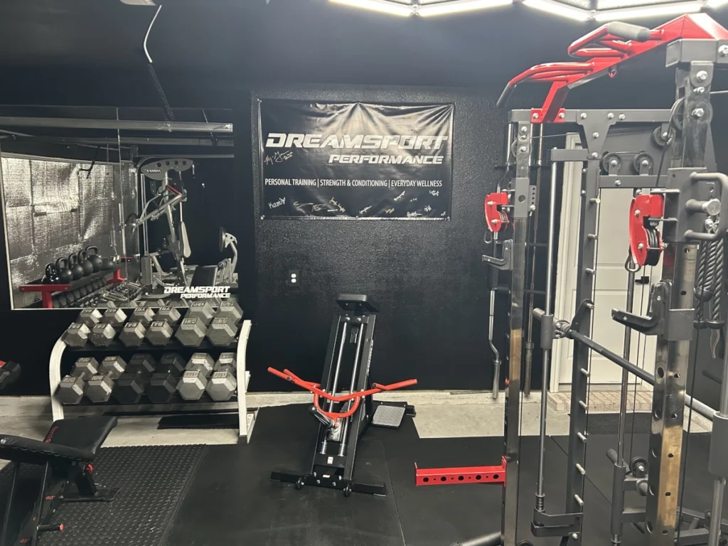 Dreamsport Performance's Private Studio Fitness Gym with banner
